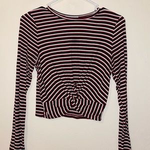 Striped Long Sleeve Crop Top